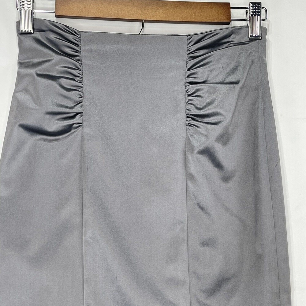 bebe Women Ruched Side Pleat Pencil Skirt Satined Size 2